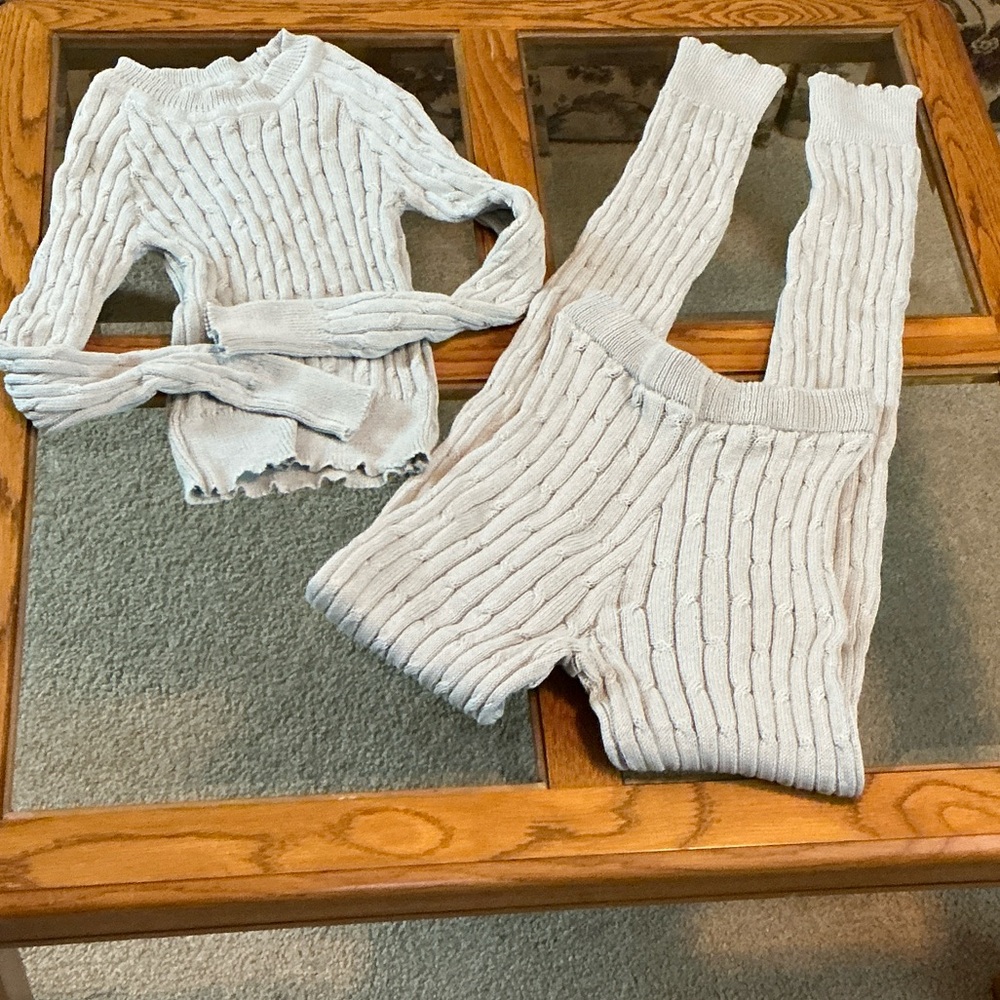 Source Unknown Cream Ribbed Knit Set - image 1